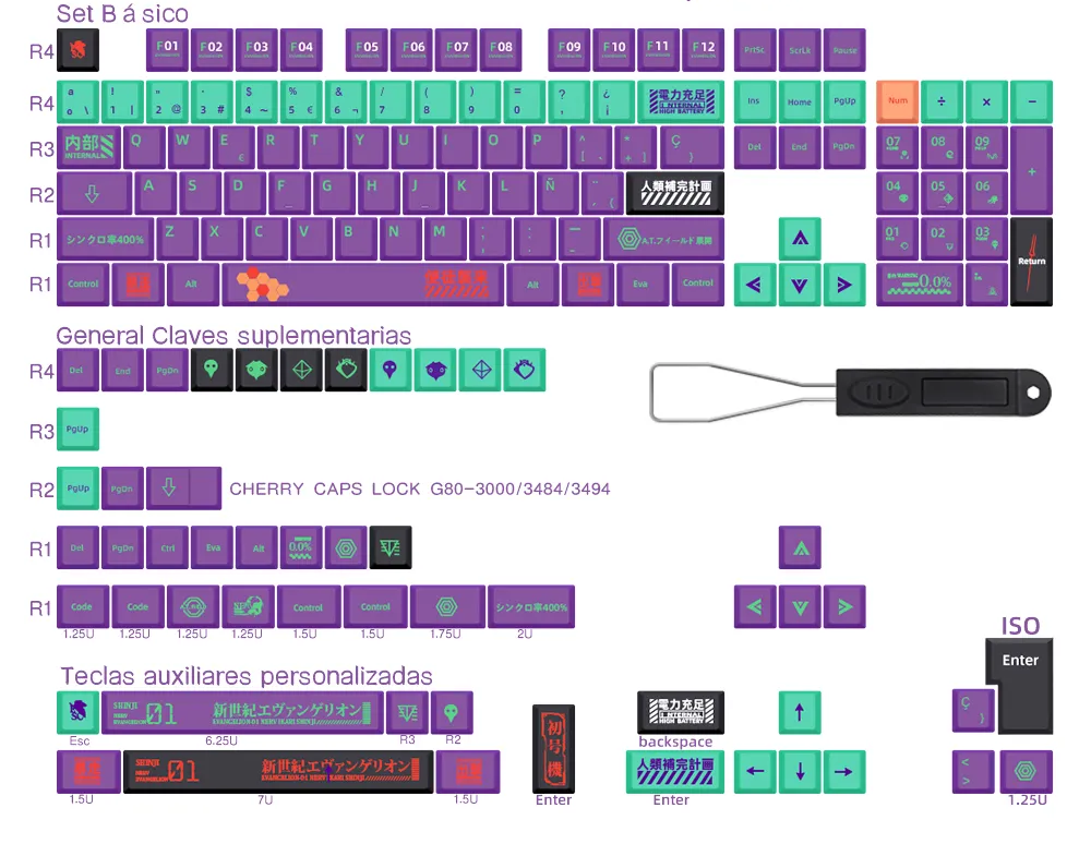 Keycaps Eva 01 (Layout Español)