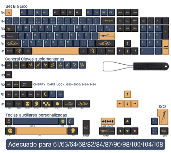 Keycaps Samurai Azul (Layout Español)